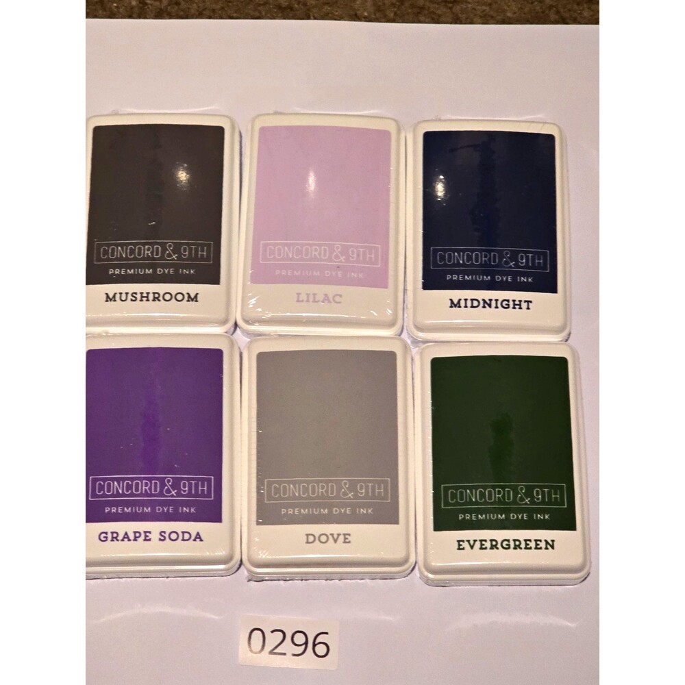 0296 Concord & 9th Premium Dye Ink Pads Lot of 6 Assorted Colors